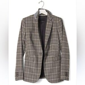 Banana Republic Brown and Gray Wool Heritage Glen Plaid Classic Blazer size 4